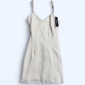 NWT Lulus Fringe Tweed Mini Dress